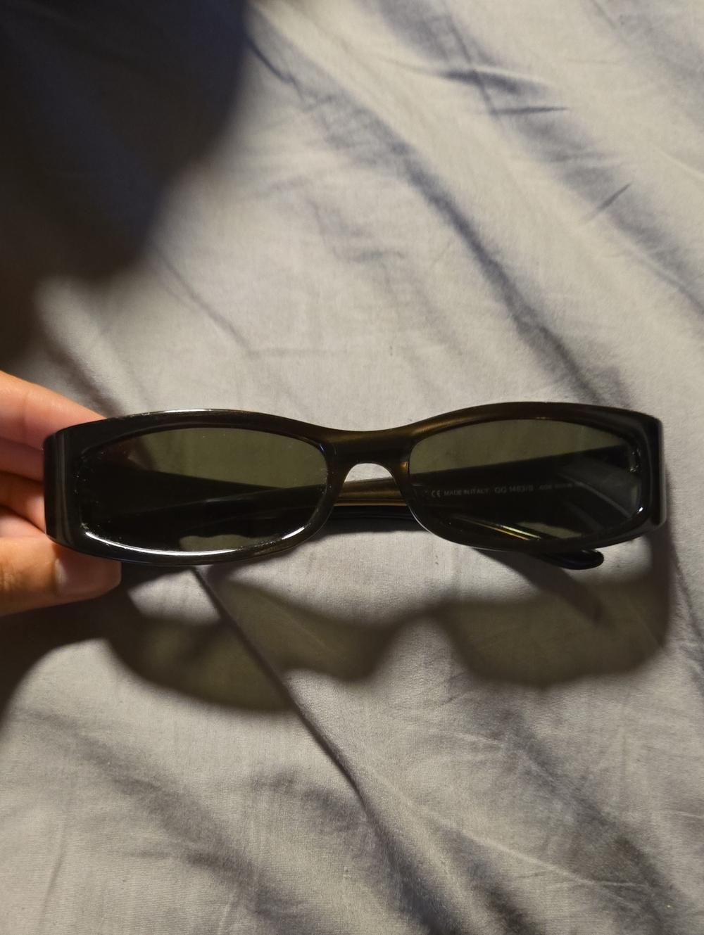 Vintage GUCCI slim Rectangular Black Sunglasses